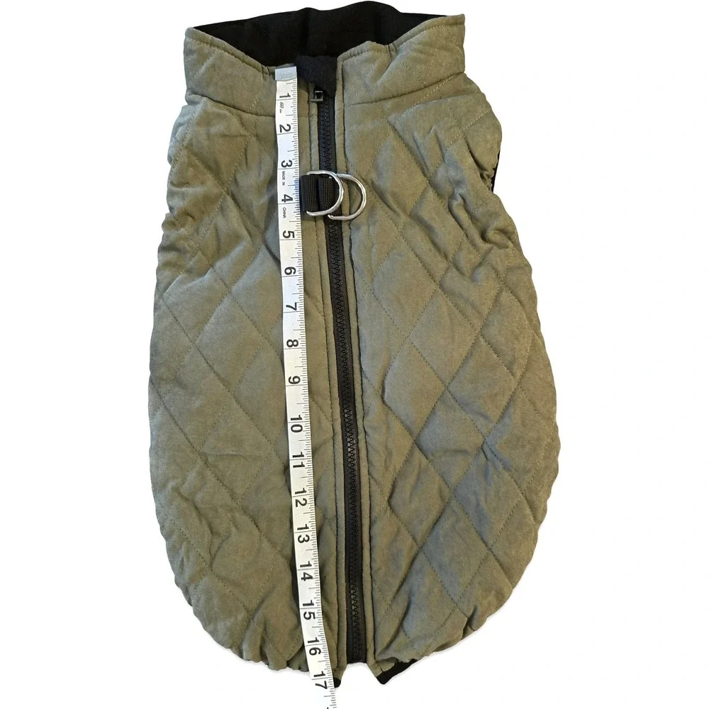 Scenereal Quilted Dog Jacket XL Olive Green Fleece Lined Harness D-Ring NWT